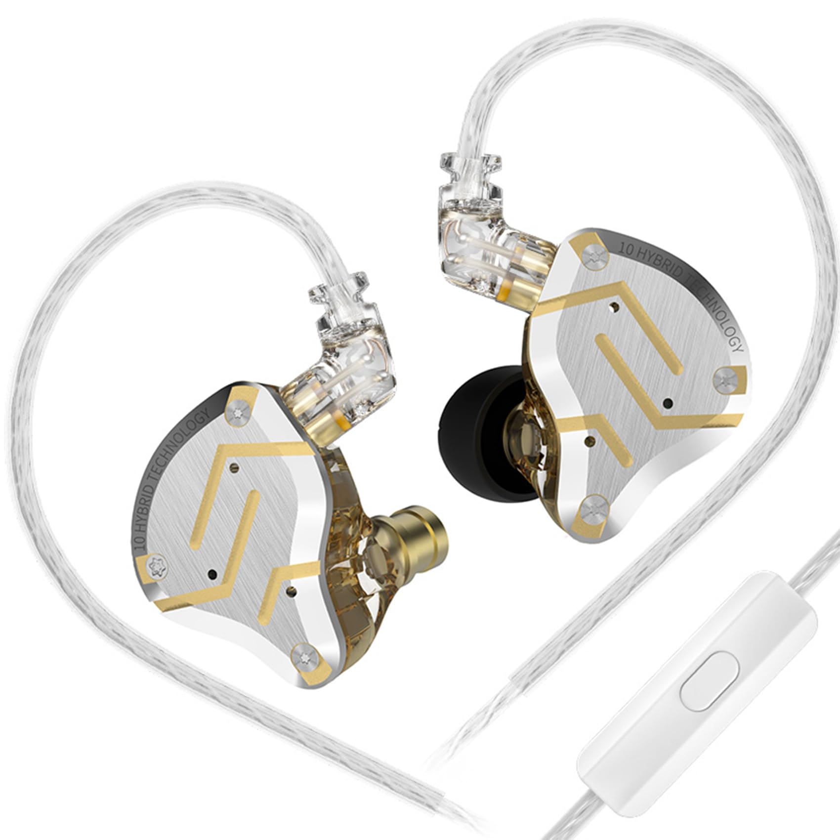 Best Wired Headphone, KZ ZS10 Pro IEM in Ear Monitor, 4BA 1DD KZ Wired Earbuds Headphone Multi Driver in Ear Earphone,IEM Earphone, on Stage Monitor for Singer Guitarist Drum(Gold, with Mic)…