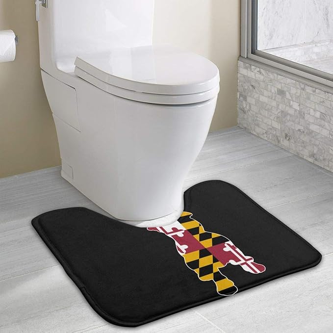 Hoklcvd Maryland-Flagge in Pitbull U-förmige Toilette Bodenteppich Rutschfeste Toilette Teppiche Badezimmer-Teppich