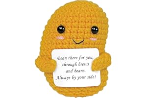 Krinisou Crochet Positive Bean Gift, Crocheted Emotional Comforting Support Vegetable with Positive Card, Mini Inspirational Cheer Up Unique Brithday Gifts for Women Friends Her 1Pc