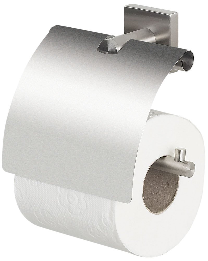 Spirella Nyo Collection Toilet Paper Dispenser with Cover 14 Stainless Steel, Matt Chrome