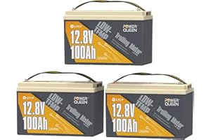 Power Queen 3Pack12.8V 100Ah Trolling Motor LiFePO4 Battery, Low Temperature Cut-off Function, Built-in 100A BMS, Grade A Battery Cell, Up to 15000+ Cycles