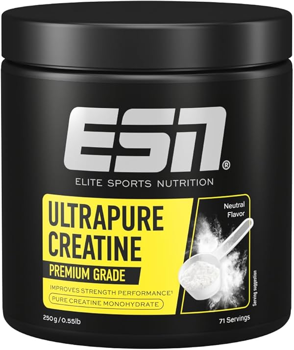 ESN Ultrapure Creatine Monohydrate, 250 g, 71 Portionen, Creatin Pulver, mikrofein & optimal löslich, vegan - made in Germany (Design kann variieren)