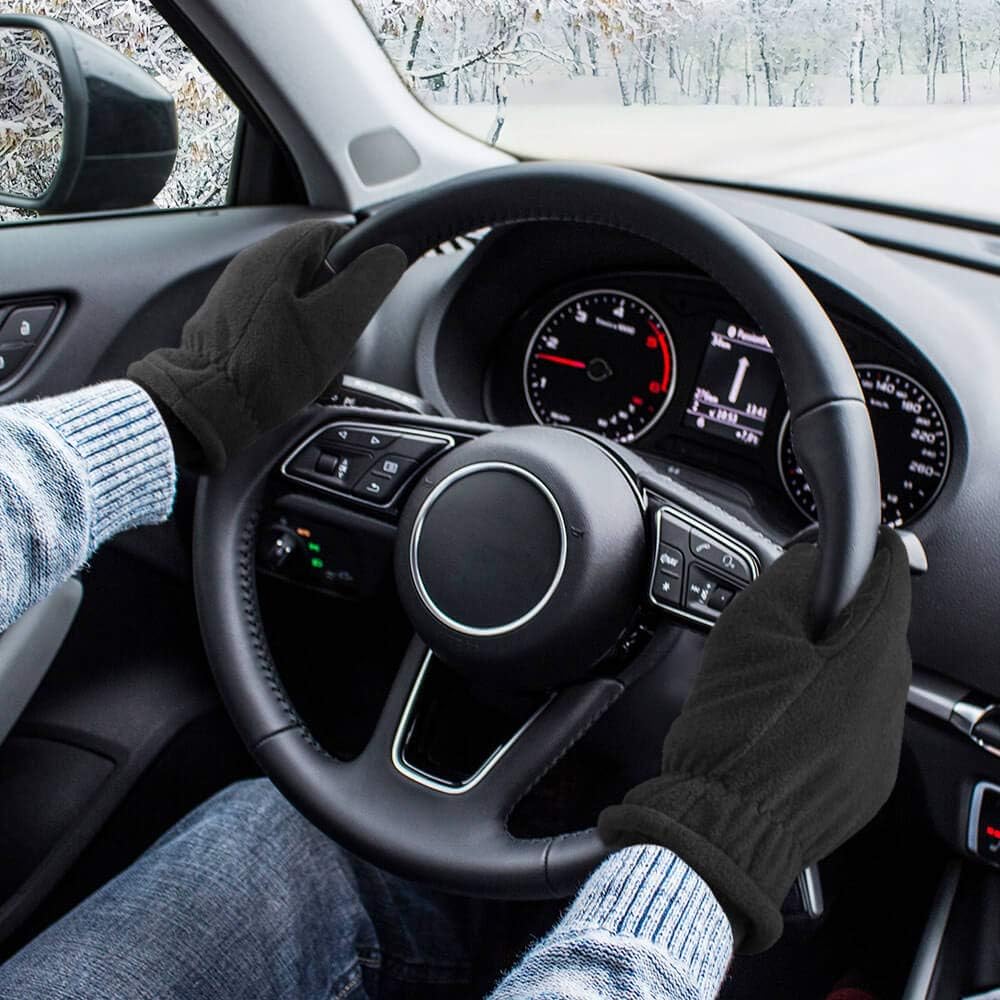 Winter Gloves -20°F Coldproof Thermal Fleece Warm Artificial Lambwool Lining Insulated Work Glove for Men and Women Black: Clothing