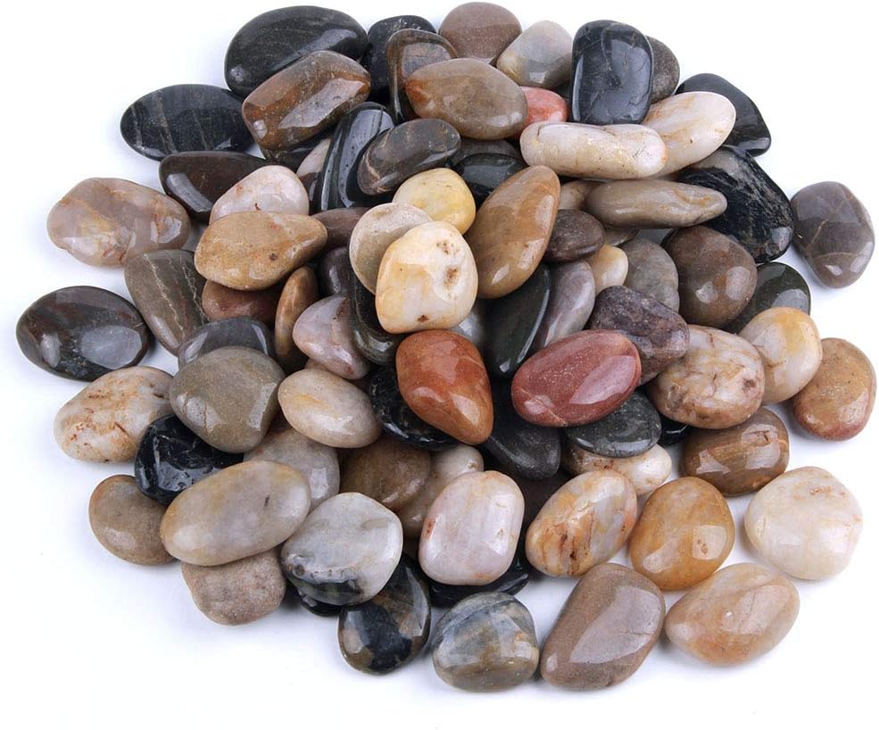 5 Pounds River Rocks, Pebbles, 1-2 Inches Garden Outdoor Decorative Stones, Natural Polished Mixed Color Stones: Home & Kitchen