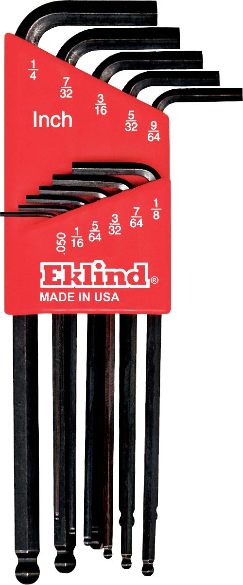 EKLIND 13211 Ball-Hex-L Key Allen Wrench - 11pc Set SAE Inch Sizes .050-1/4 Long Series