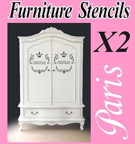 2 X French Style Paris Chateau Furniture Wardrobe Stickers
