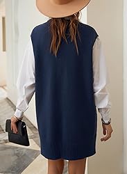 EVALESS Womens Oversized Sweater Vest Womens V Neck