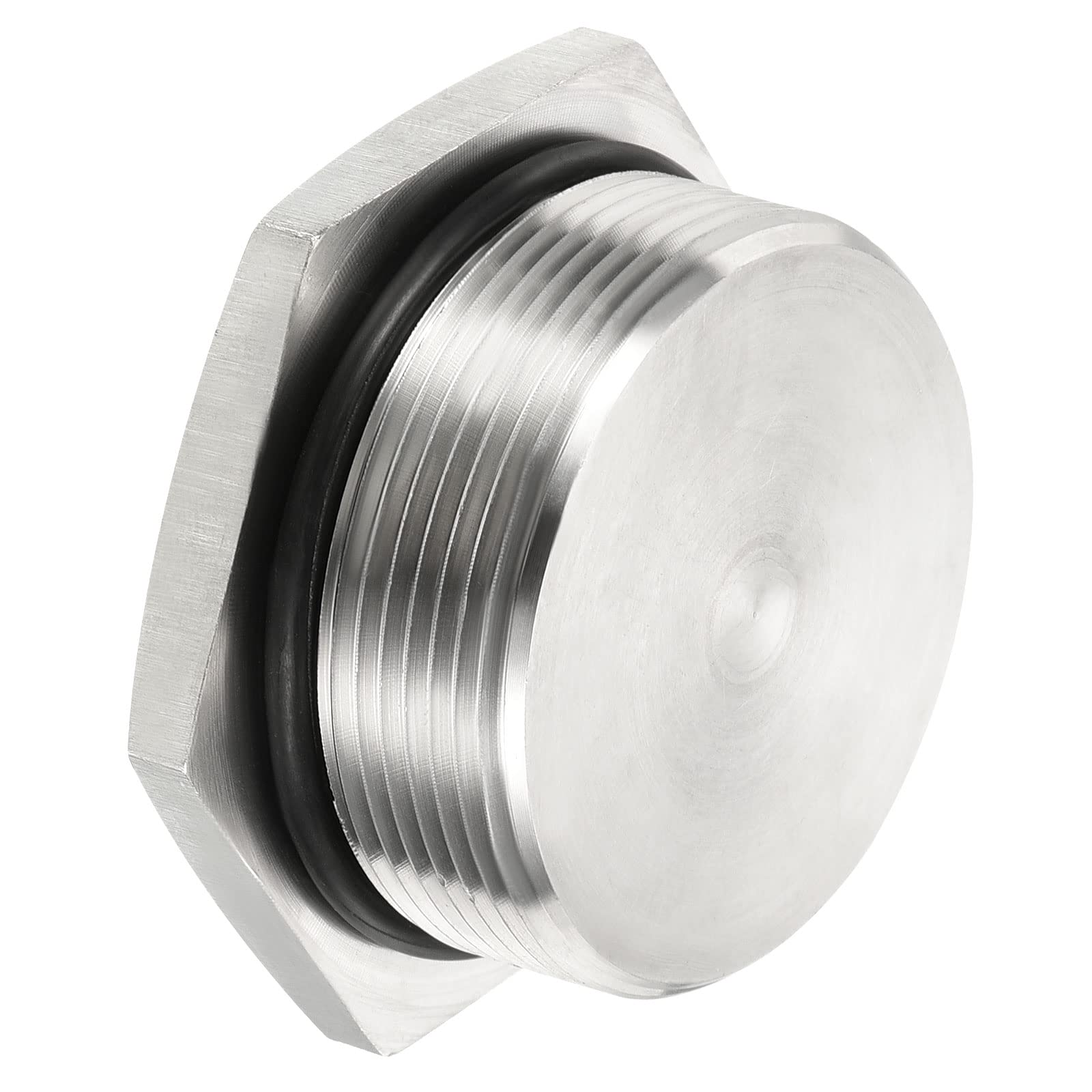 PATIKIL M40x1.5 Male Plug, 1 Pack Waterproof Dustproof 304 Stainless Steel Thread Hex Head Socket Solid Pipe Fitting with Sealing Rubber Ring