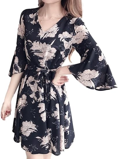 Amazon Iwec レディース 花柄 大柄 ワンピース ショート丈 黒系 ブラック 2xl ワンピース チュニック 通販