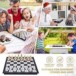 Mini Magnetic Chess Board Game with Gold and Silver