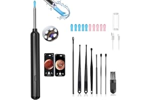 LEZHUAN Ear Wax Removal, Ear Wax Removal Tool Camera with 1080P and 6 LED Lights, Ear Cleaner with 10 Replacement Tips, Earwax Removal Kit with Camera and 7 Pcs Ear Picks for Android/iOS