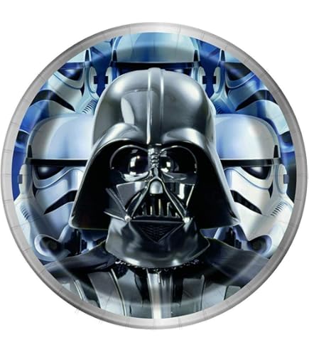 Star Wars Classic Paper Plates - 8 Pack Black Square Dessert Plates (7x7 Inch)