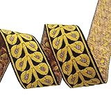Indian Trim Sari Border Floral Jacquard Ribbon 3.0 Cm Wide Trim By The Yard