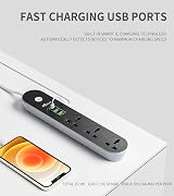 Hulker 3 Way Extension Lead 3 USB Type C UK Universal Socket 1.6M Cord 3250W view 3