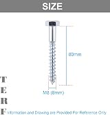 TERF M8 X 80mm Coach Screws Hex Head Pack of 10 view 3