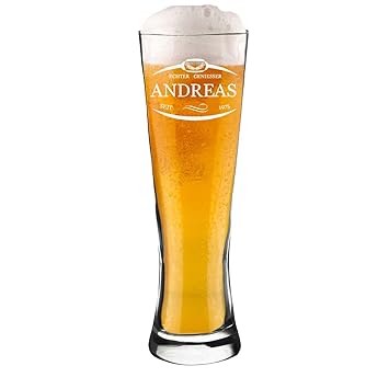 polar-effekt Modernes Weizenbierglas Personalisiert mit Gravur - Weizenglas - Geschenk-Idee zum Geburtstag - Motiv Umrandung 