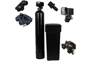 AFWFILTERS Upgraded 10% Crosslink Fleck 5600SXT Metered On Demand 48k 48,000 grain Loaded tank, complete system with brine tank and 1" bypass, durable 10% upgraded resin