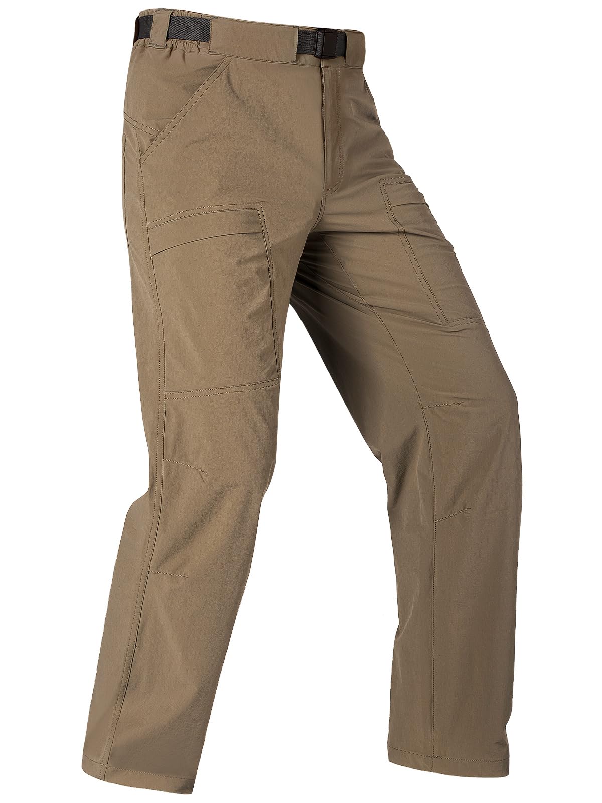 Photo 1 of FREE SOLDIER Men's Outdoor Cargo Hiking Pants with Belt Lightweight Waterproof Quick Dry Tactical Pants Nylon Spandex (Brown 42W/32L)