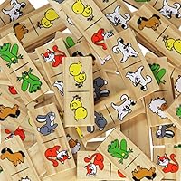 inTemenos Picture Dominoes for Preschool - Dominos for Kids - Wooden Domino Game Funny Animals