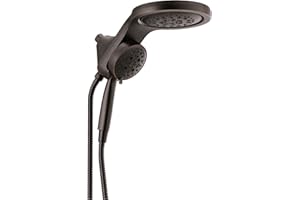 Delta Faucet HydroRain 5-Spray H2Okinetic Dual Shower Head with Handheld Spray, Oil Rubbed Bronze Shower Head with Hose, Handheld Shower Heads, 2.5 GPM Flow Rate, Venetian Bronze 58680-RB25