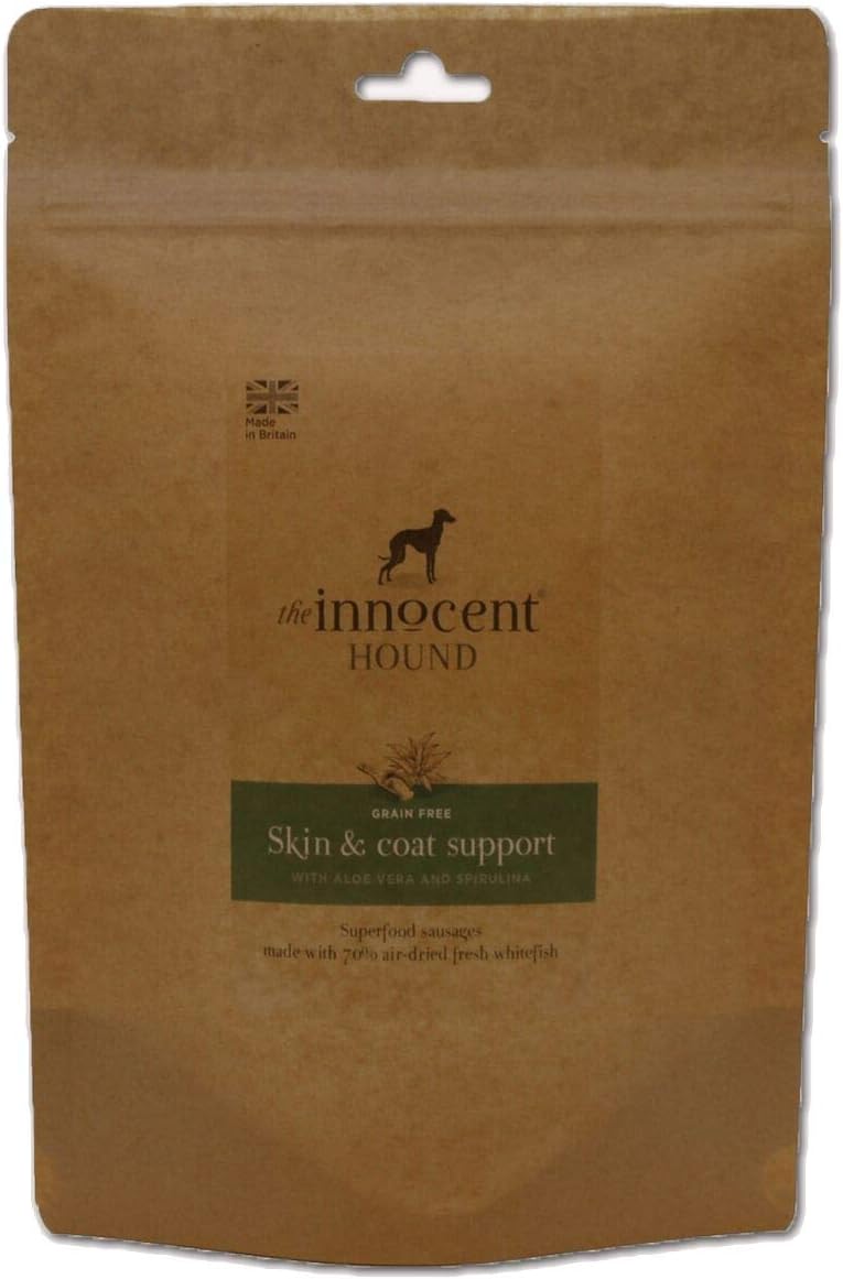 The Innocent Hound Skin & Coat Support Sausages with Aloe Vera & Spirulina 500g, White Fish, 600 g (Pack of 1)