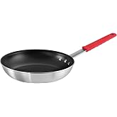 Tramontina Professional 10-Inch Non Stick Frying Pan | Heavy-Gauge Aluminum Skillet with Reinforced Nonstick Coating, Red Handle, Dishwasher and Oven Safe, Made in Brazil