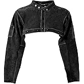 LeaSeek Leather Welding Cape Sleeve,Heat Flame Resistant Welder's Jacket for Men and Women