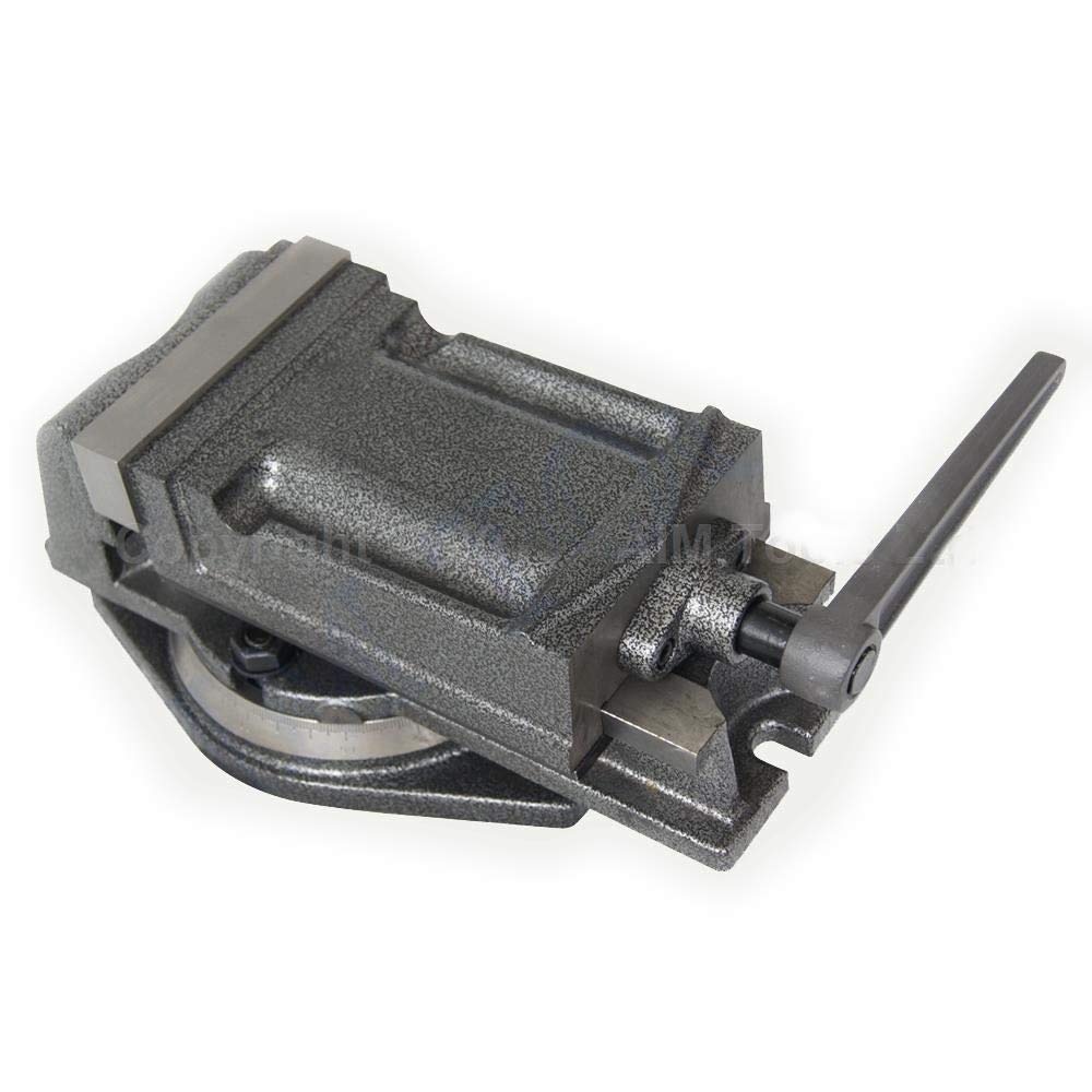 KATSU Bench Vice 5 Inch 125mm, Precision 360 Degree Swivel Rotating Base Radial Pillar Drill Press Lathe Milling Machine Clamp for Mechanics and Engineers 4021545