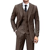 Vintage Tweed Herringbone Suits for Men 2 Button Slim Fit 3 Piece Formal Wool Suit Jacket Vest Pants Men Prom Dress Tuxedo