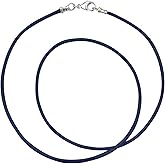 DragonWeave Sterling Silver 1.8mm Fine Navy Blue Leather Cord Necklace - Any Length