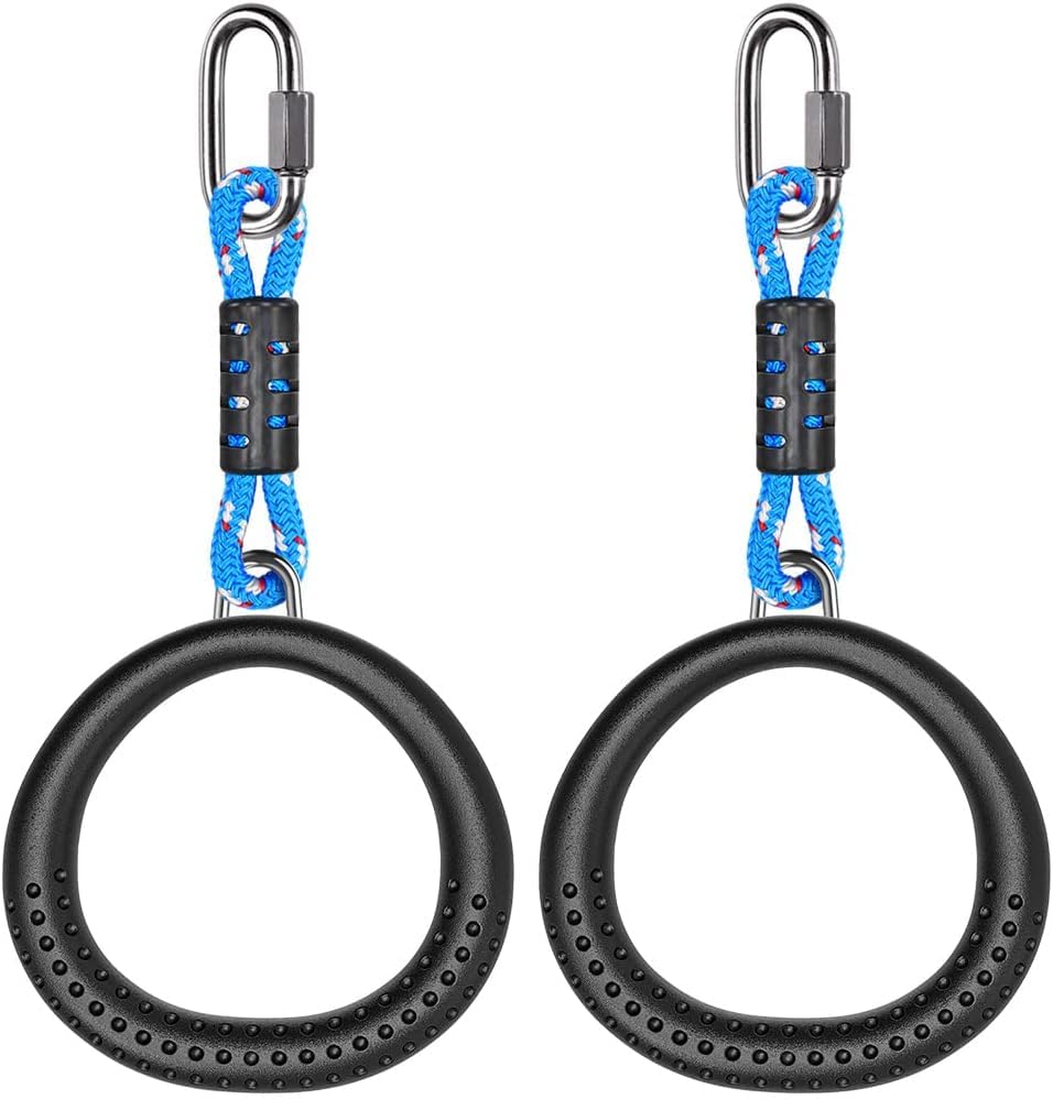 SELEWARE Set of 2 Ninja Gymnastics Rings, Outdoor Ring Ninja Courtyard, Obstacle Rings for Training for Kids, Capacity 1000lb(No Rope)