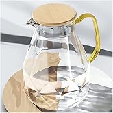 DUJUST 2 Litre Water Jug, Modern Diamond Design Glass Jug with Lid and Handle, High Durability Water Jug for Fruit Infuser Ice Tea, Hot Coffee, Milk