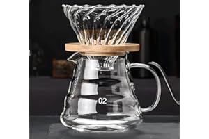 COFISUKI Pour Over Coffee Maker - 20 OZ /600ML Coffee Server with Glass Coffee Dripper, Stylish and Elegant 2 IN 1 Dripper Coffee Maker Kit Coffee Maker for Home or Office, 1-5 CUPS