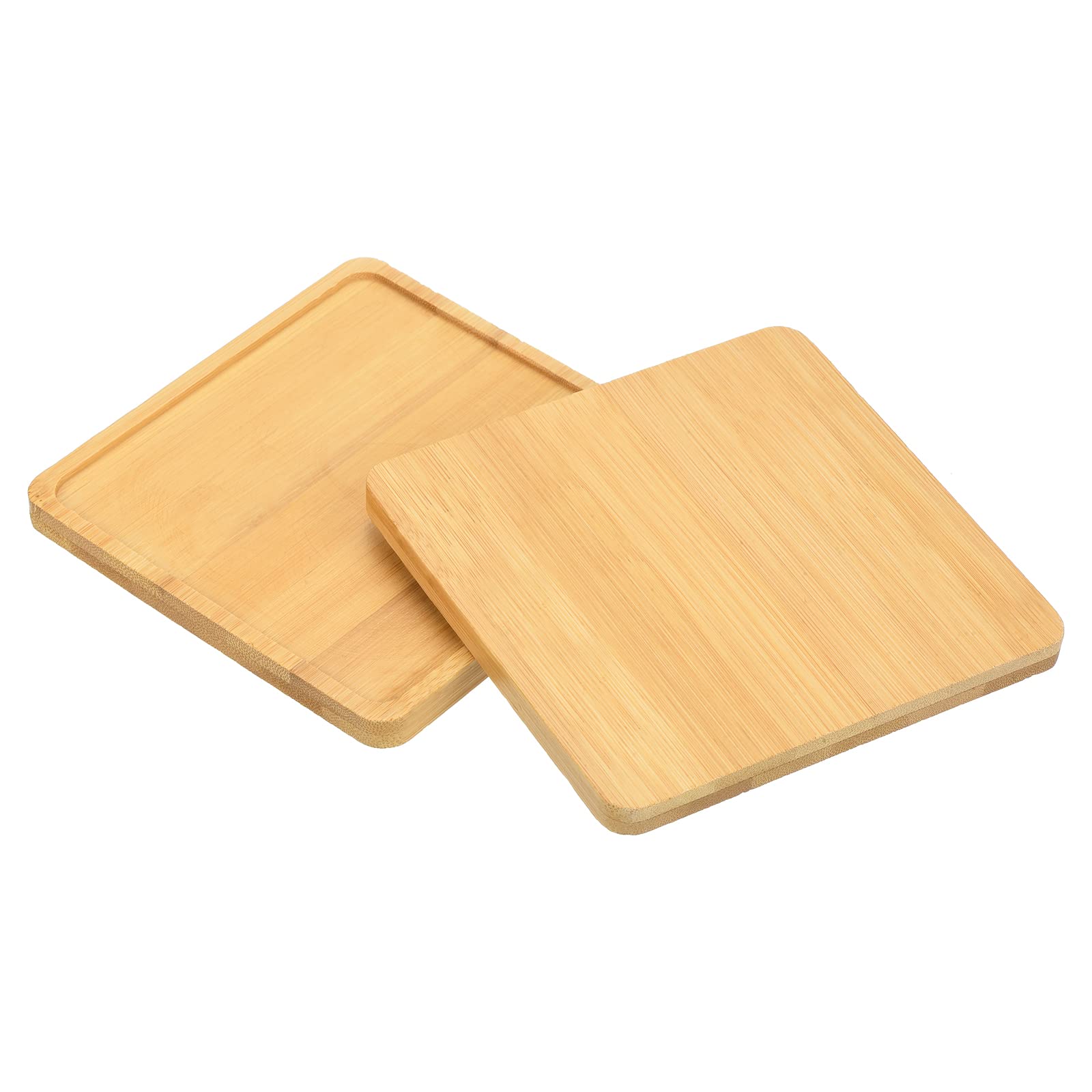 PATIKIL Plant Pot Saucer 5 Inch, 2 Pack Bamboo Square Flower Drip Tray for Home Indoor