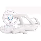 Arrocent Mario Kart Racing Wheel and Zapper Light Gun for Wii Wii U (Pack of 2, White)