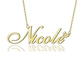 AOLO Nicole Heart Name Necklace 18k Gold Plated
