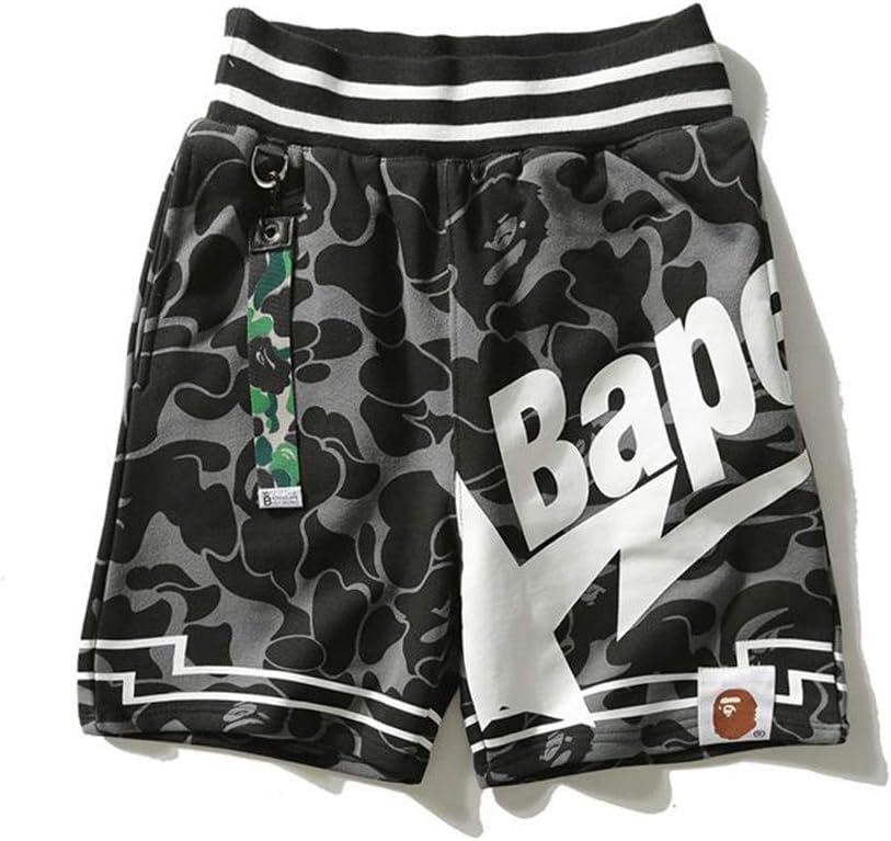 Mens Girls Pants Pattern Camouflage Stitching Men Drawstring Sports Shorts