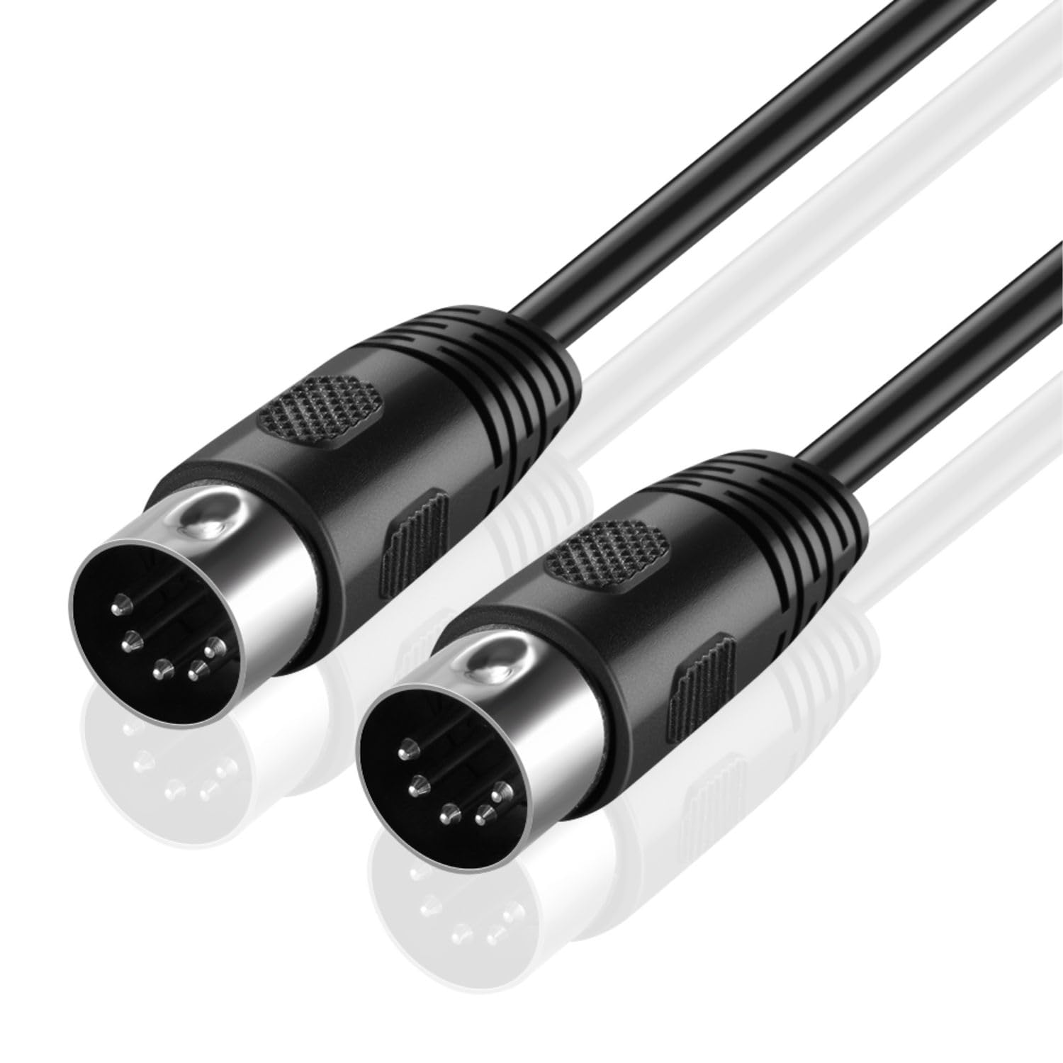 TNP MIDI Cable 15FT - 5 Pin DIN Male to Male Audio Interface Lead for Keyboard Synthesizer Drum Machine Controller - Shielded Oxygen Free Copper Professional MIDI Connection