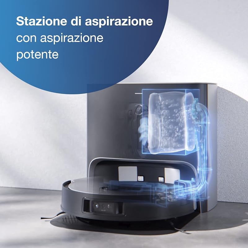 DEEBOT X1+ Robot Aspirapolvere con Funzione Mopping e Stazione di Aspirazione Automatica 3.2L, 5000pa, Evitazione Ostacoli 3D e Mappatura, Design Jacob Jansen, Batt 5200mAh, Assistenza Vocale