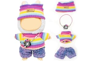 KIYEREE Clothes for Lububu 17cm Dolls(NO Doll) for Lububu Doll Outfits with Accessories Suit for Lububu Cute Stylish Dress Up Set Purple Pants
