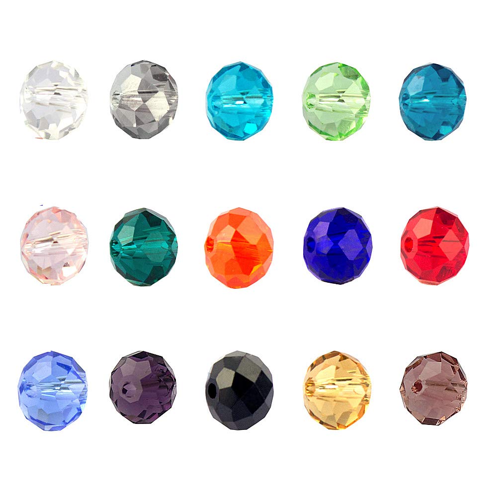 LolliBeads (TM) Wholesale Mix Lot 6 mm Briolette Faceted Rondelle Crystal Glass Beads for Jewelry Making with Container Box (750 pcs)