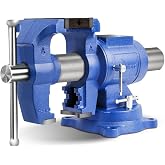Forward DT08125A 5 Inch Heavy Duty Bench Vise with 360&deg;Swivel Base and Head | 5,500LBS Clamping Force Multi-Purpose Rotating Head Vise | 5" Jaw Width, 5" Max Jaw Opening, 2.6" Throat Depth