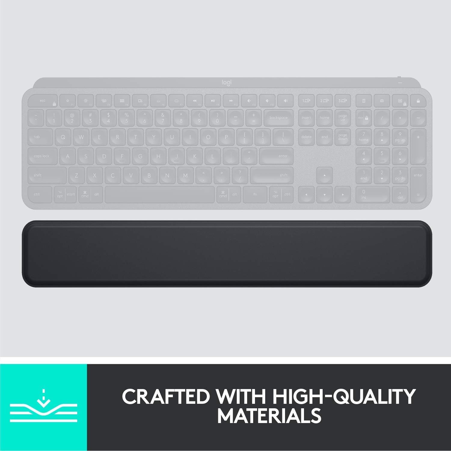 Logitech MX Palm Rest (für MX Keys, Rutschfestes Premium-Material für Komfort bei stundenlangem Tippen) - Graphit 7