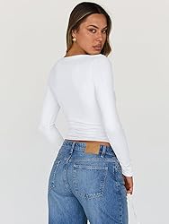 Trendy Queen White Long Sleeve Shirts for Women