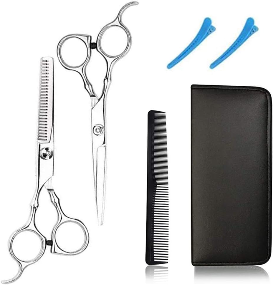 Maxesla Upgraded Professional Hair Cutting Scissors Set Stainless Steel Hair Cutting Shears Kit, Hair Comb, Hair Cutting Scissors for Home Shear Kit, Salon, Barber(6 PCS)