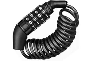Bike Lock Portable 4-Digit Code Combination 5ft Self Coiling Bicycle Lock Cable Cadenas Pour Velo for Bike Motorcycle Helmet 