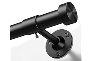 YaFex Heavy Duty Curtain Rod 32-150 Inch, 1 Inch Adjustable Black Curtain Rods for Windows, Extra Long Window Treatment Rods with Aluminium Finials, Easy Installation