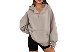Trendy Queen Womens Oversized V Neck Hoodies with Thumb Hole Pullover Sweatshirts Y2k Clothes Fall Fashion Outfits 2025