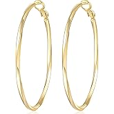 KFERAXSZ Hoops Earrings 14K Gold Hoop Earrings for Women Big Twisted Round Design Gold Hoop Earrings for Womens Earring Hoops 50mm