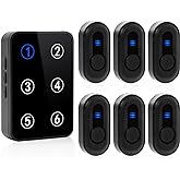 Wireless Caregiver Pager Call Button Nurse Call System 500Ft Range with LED Number Display for Elderly/Patient/Disabled at Home/Hospital/Clinic(6 Waterproof Call Button & 1 Receiver)